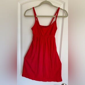Divided Vibrant Red Mini Dress with a tiny pocket